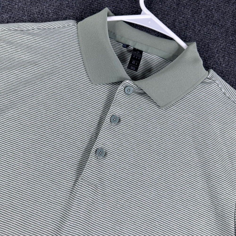 Adidas Mens Sage Green Striped Short Sleeve Golf Polo Shirt Size Medium